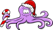 The octopus dressed for Christmas