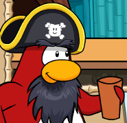 Rockhopper, esperando su bebida en "Puré de Frutas"