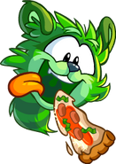 Puffle mapache verde pizza