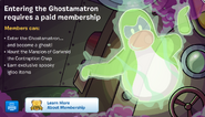 The popup that appeared when non-members tried to enter the Ghostamatron