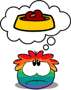 A hungry Rainbow Puffle