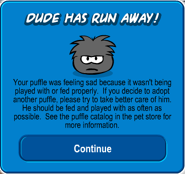 Old message for losing a puffle