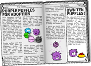 Issue 45, about purple puffles being up for adoption