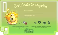 Certificado Puffle Extraterrestre Amarillo