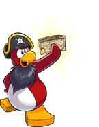 Rockhopper holding a note.