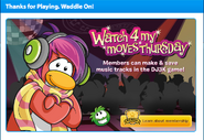 A Logoff Screen before the party.(Note: The green puffle.)