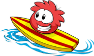 Red Puffle Catchin' Waves