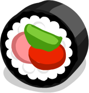 A piece of sushi from Sushi Drop