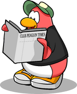 A penguin reading the newspaper