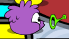 Purple Puffle blowing bubbles