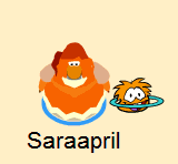 An Orange Puffle dancing