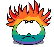 A Rainbow Puffle after it is brushed