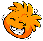 An Orange Puffle giggling
