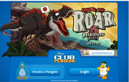 The Log-in screen of the Prehistoric Party with the Tyrannosaurus .