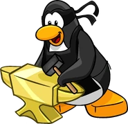 As seen in issue 212 of the Club Penguin Times, along with the Goldsmith Apron