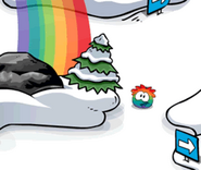 The Rainbow Puffle spotted in the Forest