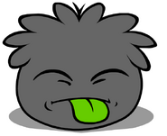 Black Puffle Sticking Tongue Out
