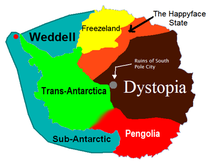 A map of Dystopia and the surrounding states.