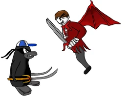 Speeddasher and Zone Speeddasher and Zone confronting each other, ready to battle.