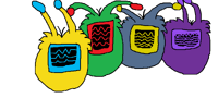 The four abudant puffolian colours: yellow, green, blue, and purple.