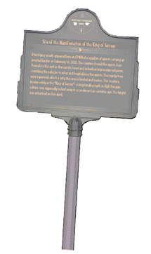 This  designates the site of the King of Sorrow's first, and hopefully, last appearence. Found off  on the way to Yoenah. Click to enlarge.