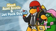 Announcement of Aunt Arctic & Jet Pack Guy visiting for 3rd Anniversary Party