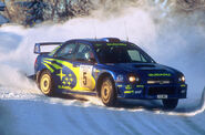 The Impreza S7 WRC, driven by Richard Burns in 2001 Swedish Rally.