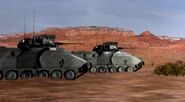 Nod light tanks in the desert.