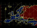Red Alert selection screen for Allied mission 1: In the Thick of It. Note Iceland in the top left, colored gray to signify its neutrality in the Second World War.