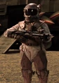 A suit without additional armoured panels on the front