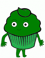 George, a green cupcake
