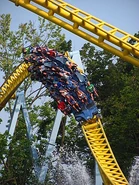 Skyrush riders going full tilt.
