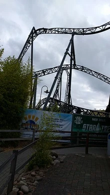A view of star trek from the Bermuda Triangle queue.