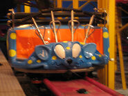 A spinning Wild Mouse roller coaster car