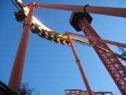 The ride's first corkscrew