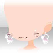 (Face Accessories) Mouth on Rock'n Cat Earrings ver.A white