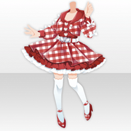 (Tops) Vintage LOVE Plaid Jacket Setup ver.A red