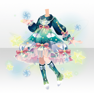 (Tops) Space Girl Ribbon Starry Sky Dress ver.A green