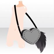 (Body Accessories) Fur on Heart Pouch Bag ver.A black