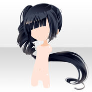 (Hairstyle) Dreamy Fantasy Long Side Roll Hair ver.A black