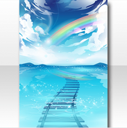 (Wallpaper/Profile) Railroad in Port Town with Rainbows Wallpaper ver.A pale blue
