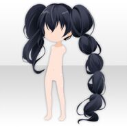 (Hairstyle) Asymmetry Twin Tail Hair ver.A black