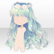 (Hairstyle) Mermaid's Blossom Flower Crown Wavy Hair ver.A green