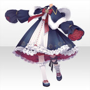 (Tops) Ghost Christmas Rose Frill Dress ver.A navy blue