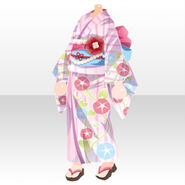 (Tops) Cute Asagao Print Yukata Style ver.A pink