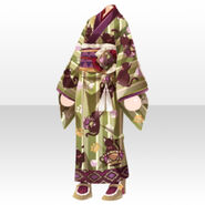 (Tops) Cat-Pattern Striped Kimono ver.A green