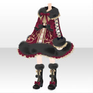 (Tops) Water Reflection Frill Fur Coat Dress ver.A black