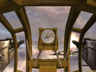 Doyle disparando a los aviones alemanes.