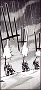 Panzer-Wespes firing at descending Glinda Knights