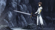 Suzaku showing his sword